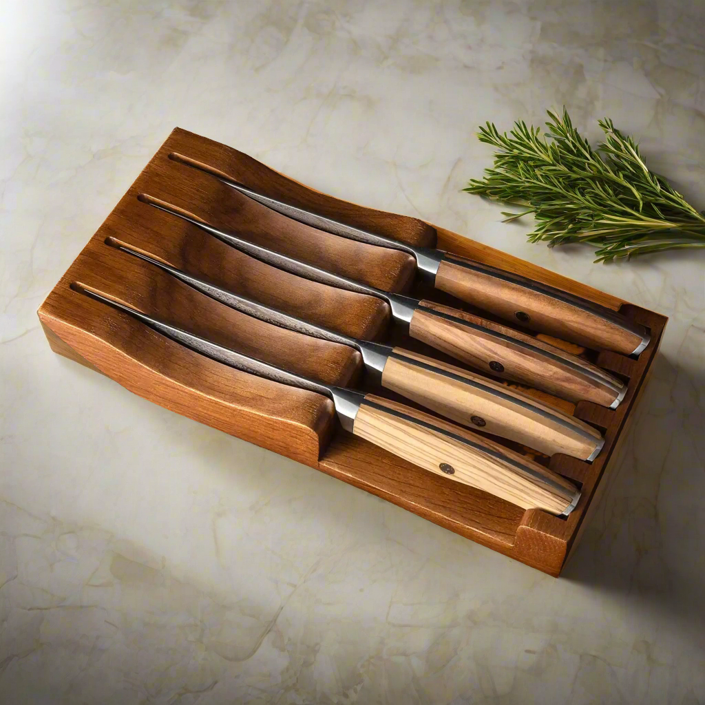 AMELIA Five | Essential VG10 Damascus Steel Steak Knife Set