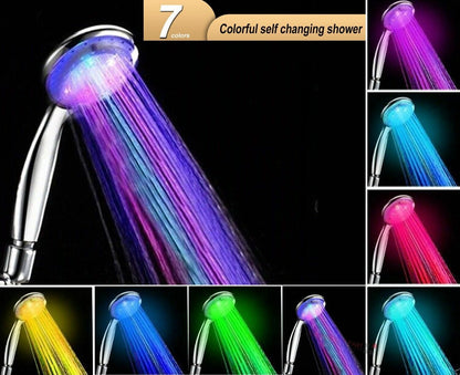 Handheld 7 Color Changing LED Light Water Bath Home Bathroom Shower Head Glow