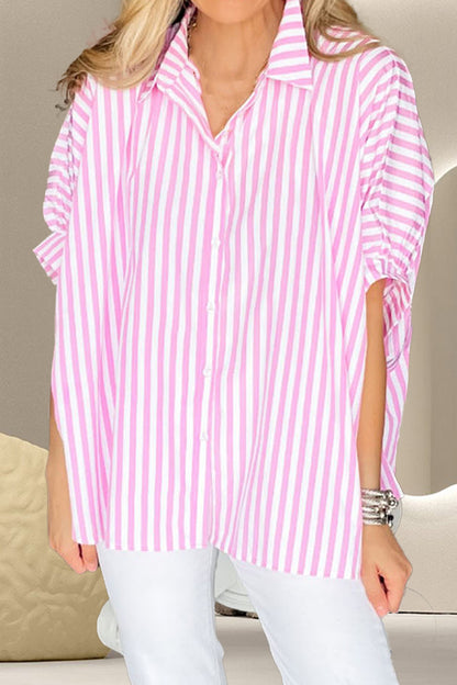 Striped Collared Neck Half Sleeve Shirt