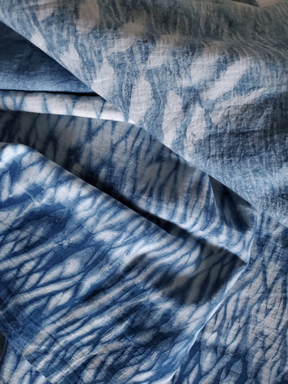 Indigo Dyed Hand Printed Cotton Fabric