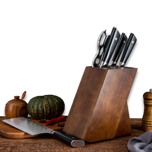 HAGAKURE SIX | Essential 6 pcs Knife set | 4 Knives, 1 Shears with Wood Block