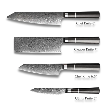 KASAI KOGATANA FIVE | Essential 5 pcs Knife set | 4 Knives with Magnetic Wood Block