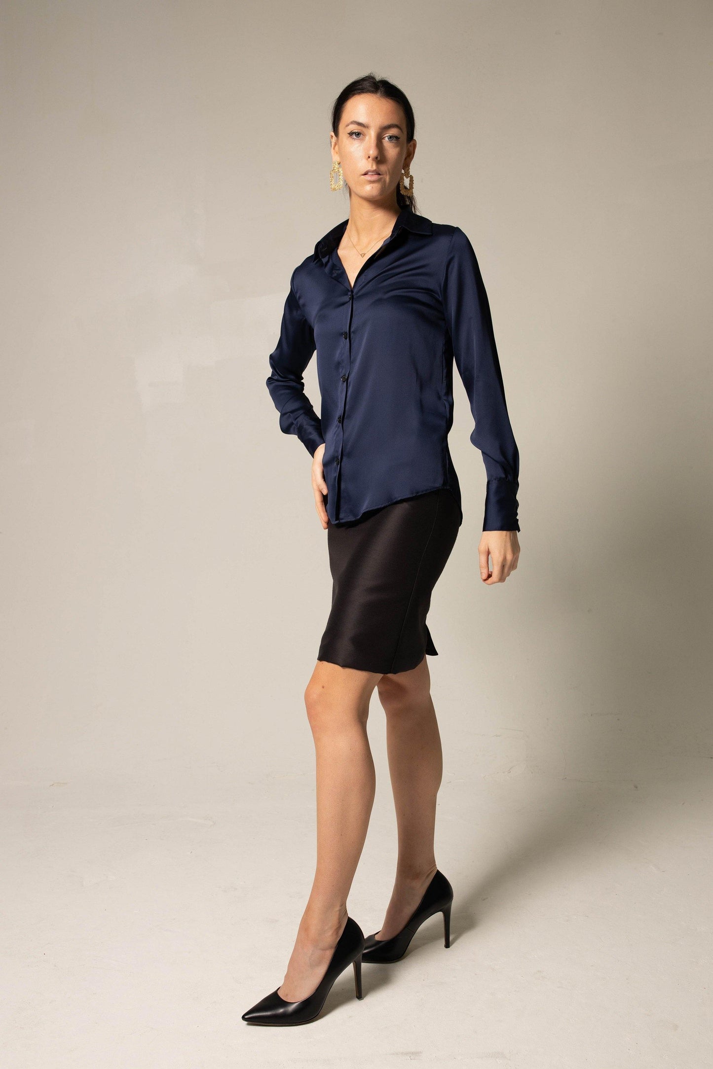 Classy Women Silk Blouse in Royal Blue