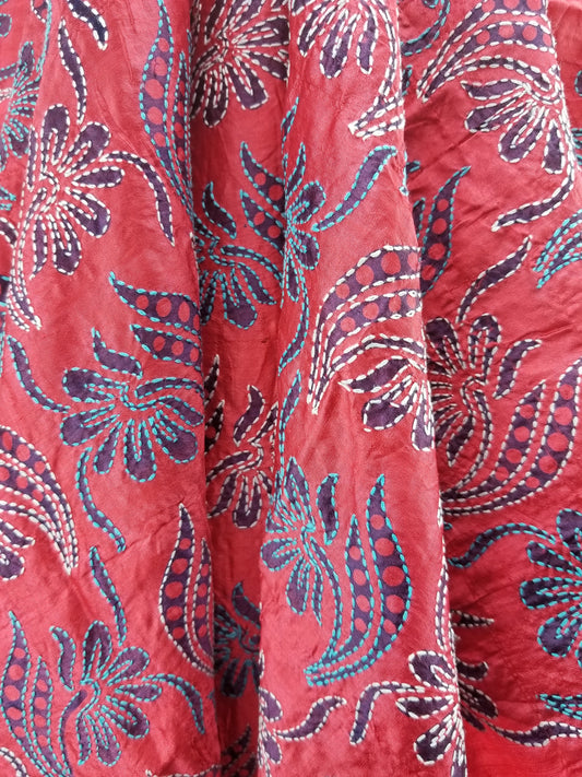 Hand Embroidered Silk Fabric from Artisans in India