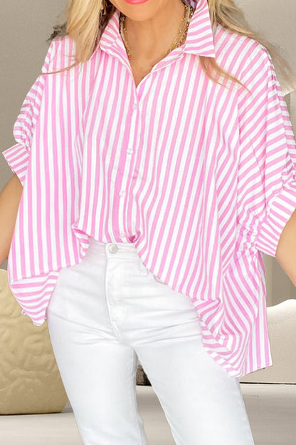 Striped Collared Neck Half Sleeve Shirt