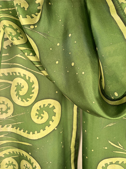 "Fiddlehead Fantasy" - Hand-dyed Silk Scarf - $125