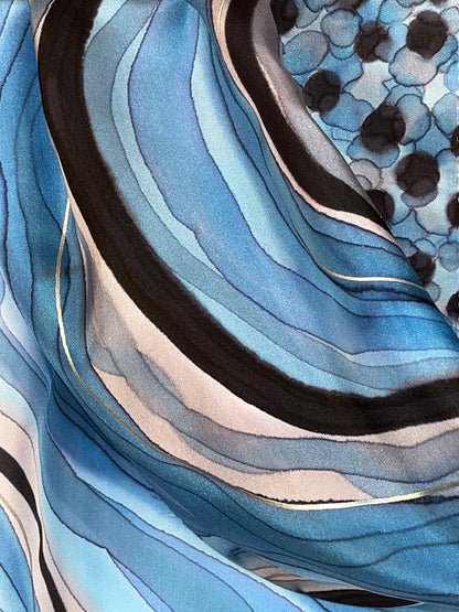 “Sapphire Geode" - Hand-dyed Silk Scarf - $125