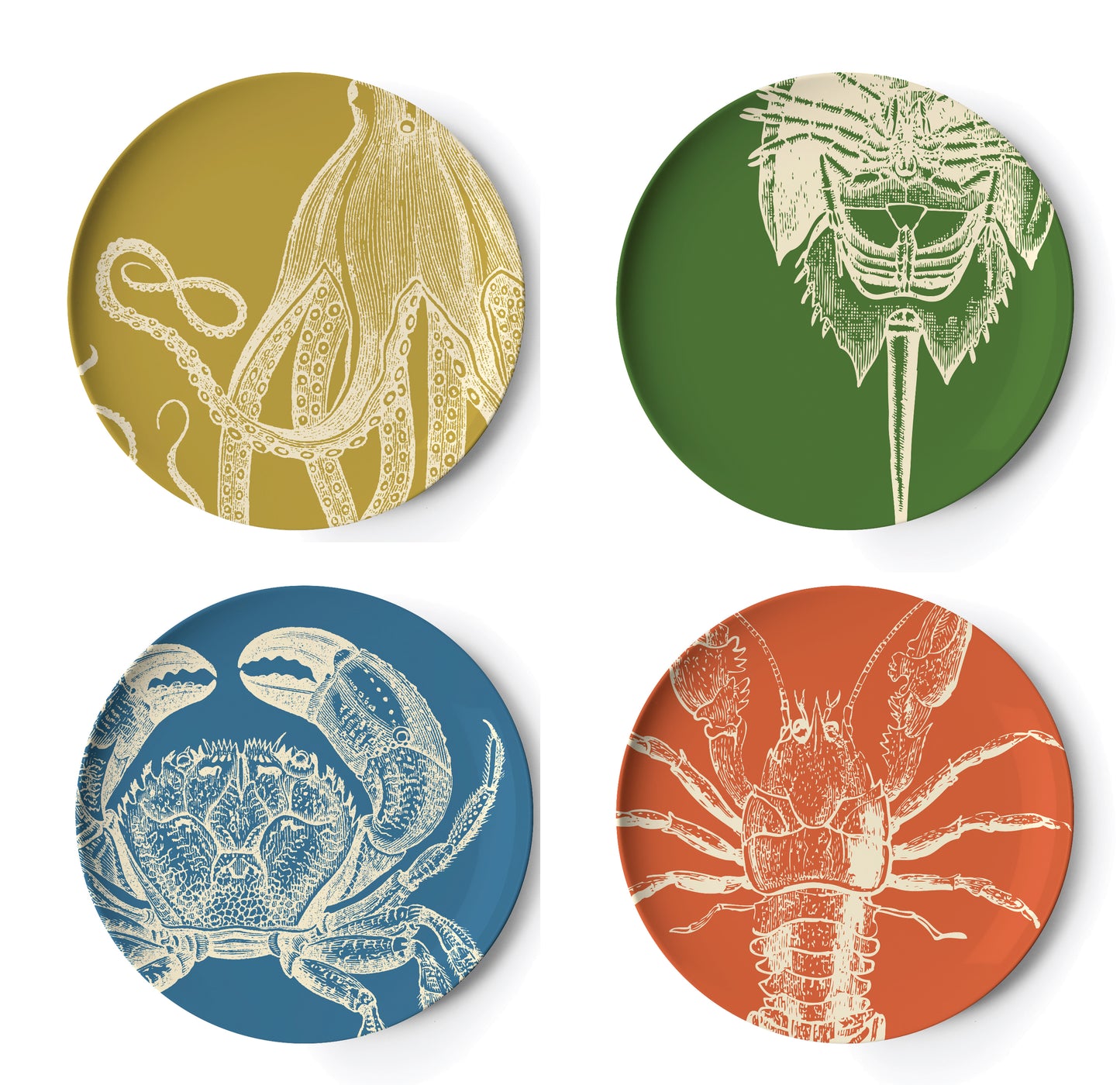 Sea Life Melamine Dinner Plate Set of 4